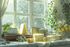 Design a charming kitchen scene wher, a Photo by LOGOCREATIVE