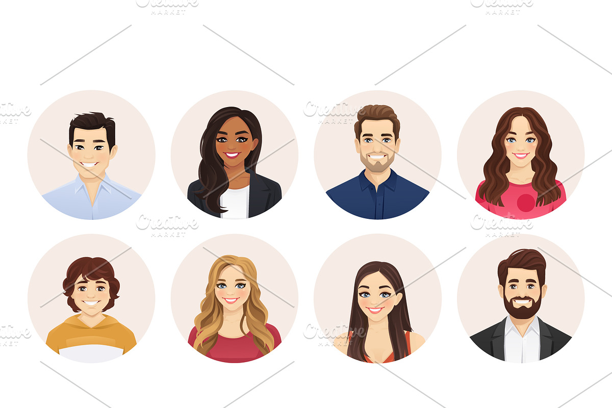 Smiling people avatar collection, a Person Illustration by Volha Hlinskaya (Photo 5 of 5)
