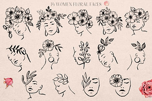 Line Art Women & Flowers Collection