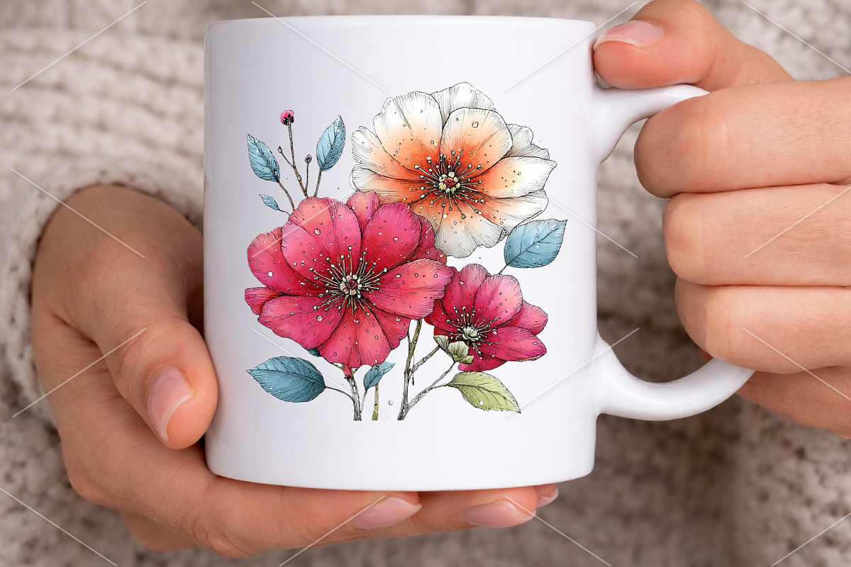 Whimsical Spring Flowers Clipart, an Illustration by Canvas Craft (Photo 6 of 7)