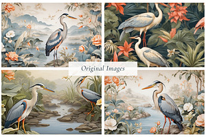 Heron Bird Tropical Wall Murals