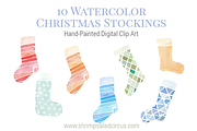 Watercolor Christmas Stockings, an Illustration by Shrimp Salad Circus (Thumbnail 1 of 5)