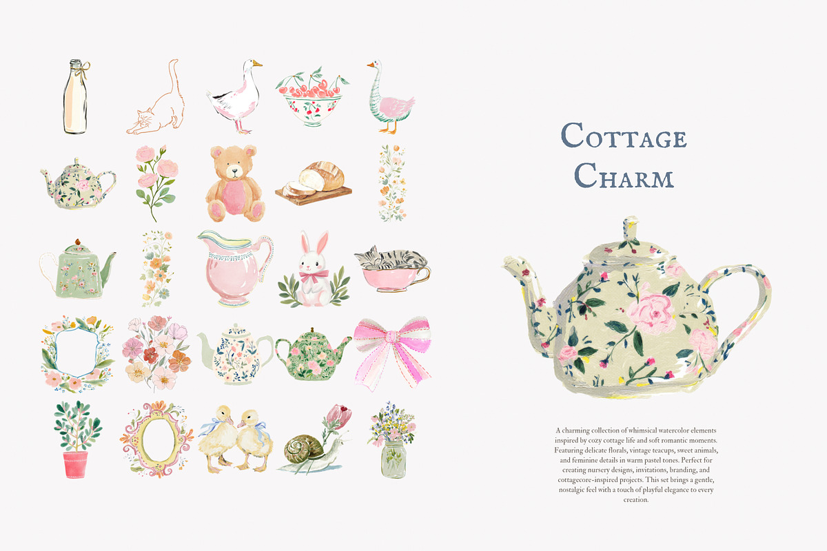 Cottagecore clipart set, a Decorative Illustration by Patishop Art (Photo 2 of 9)