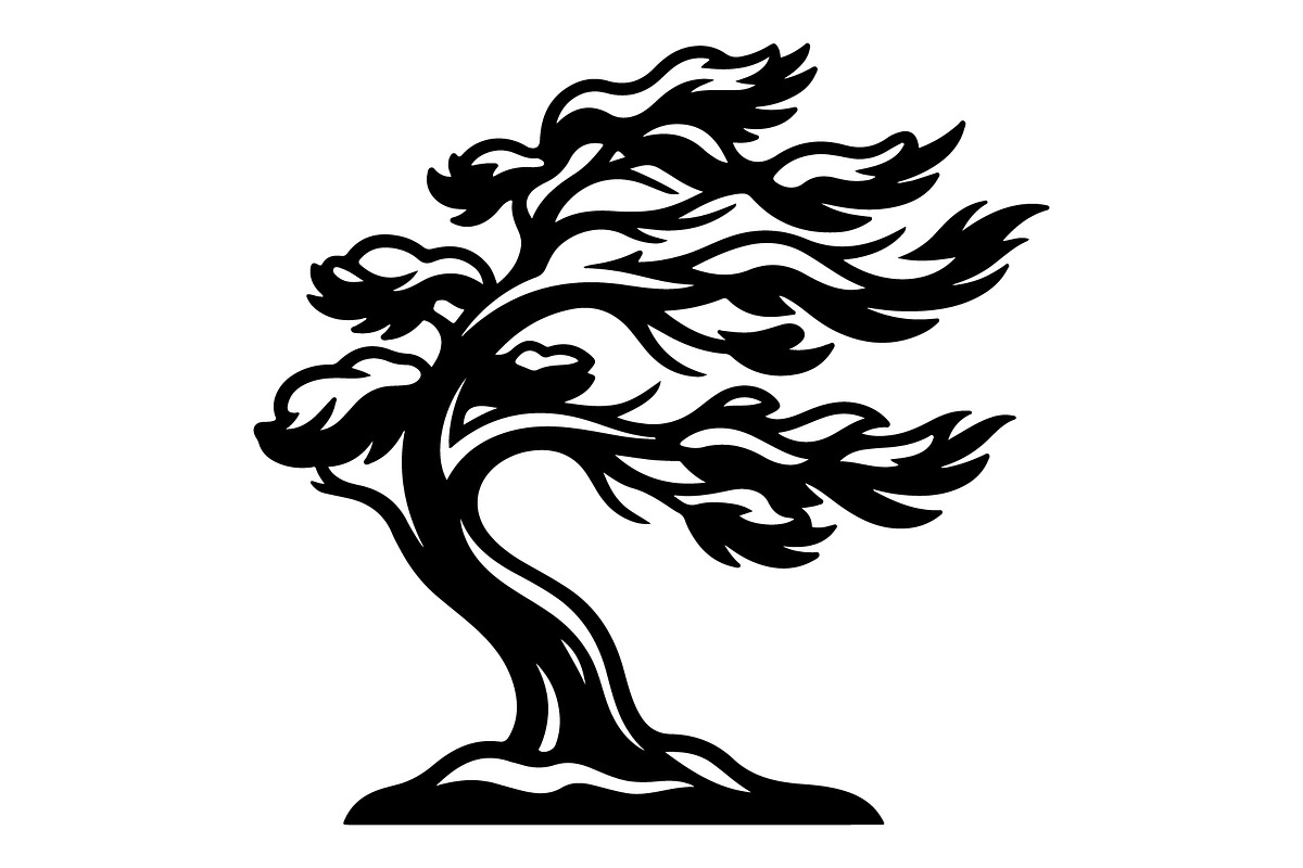 Windblown Tree Silhouette, an Object Illustration by Gfx_Store (Photo 14 of 16)