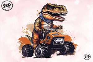 T-Rex Riding Monster Truck Clipart