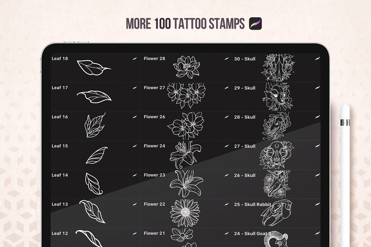 Procreate Stamps Bundle Tattoo, a Brush Add-On by InkPrintsTattoo (Photo 2 of 10)