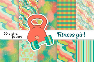 Fitness Girl Pattern, a Pattern Graphic by GlamArtZhanna
