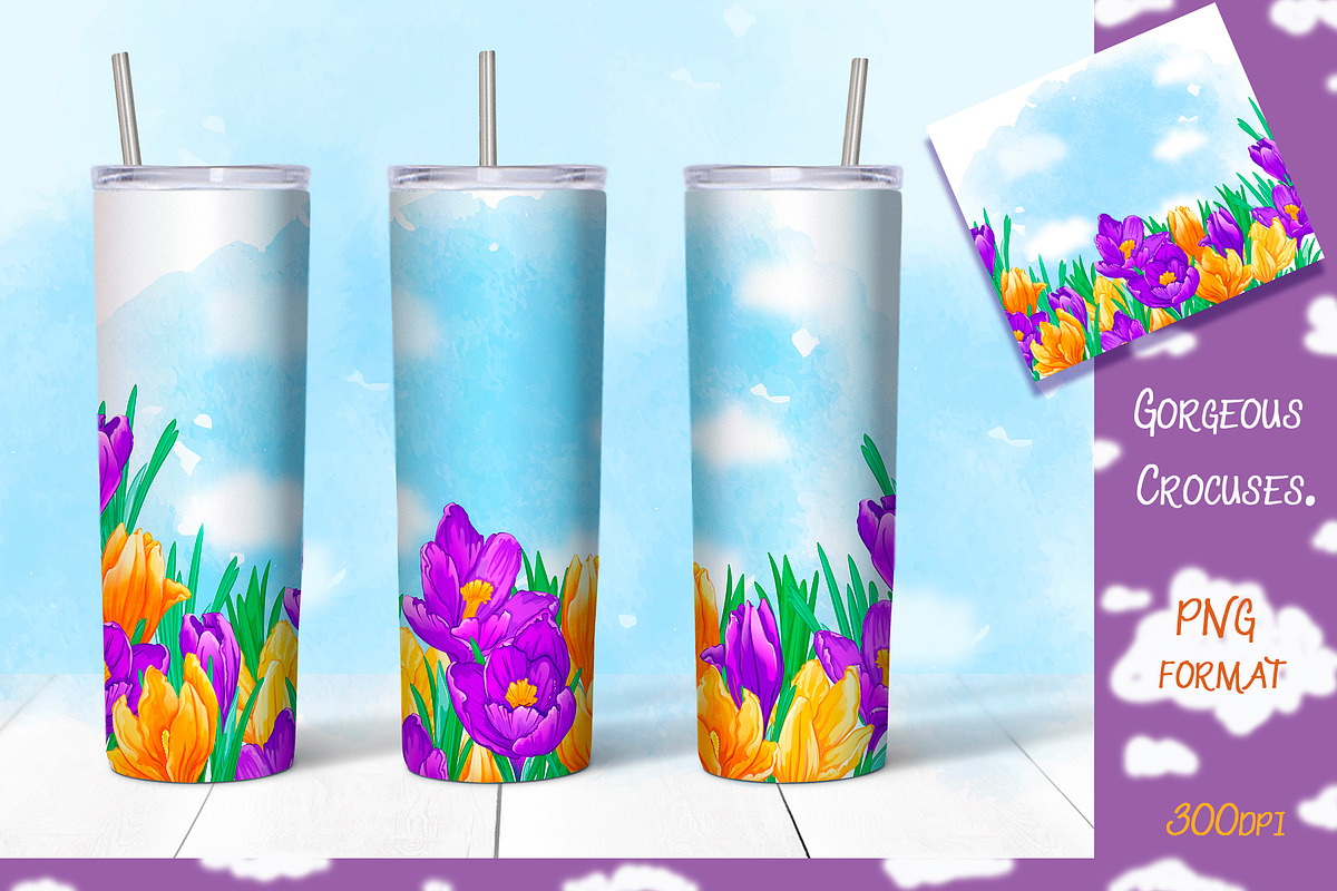 Crocuses. Tumbler sublimation, a Pattern Graphic by Maycat_store (Photo 4 of 5)