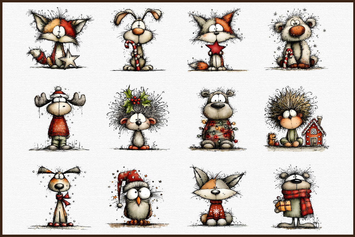Whimsical Christmas Animal Clipart, an Illustration by Sublimation Artist (Photo 3 of 6)