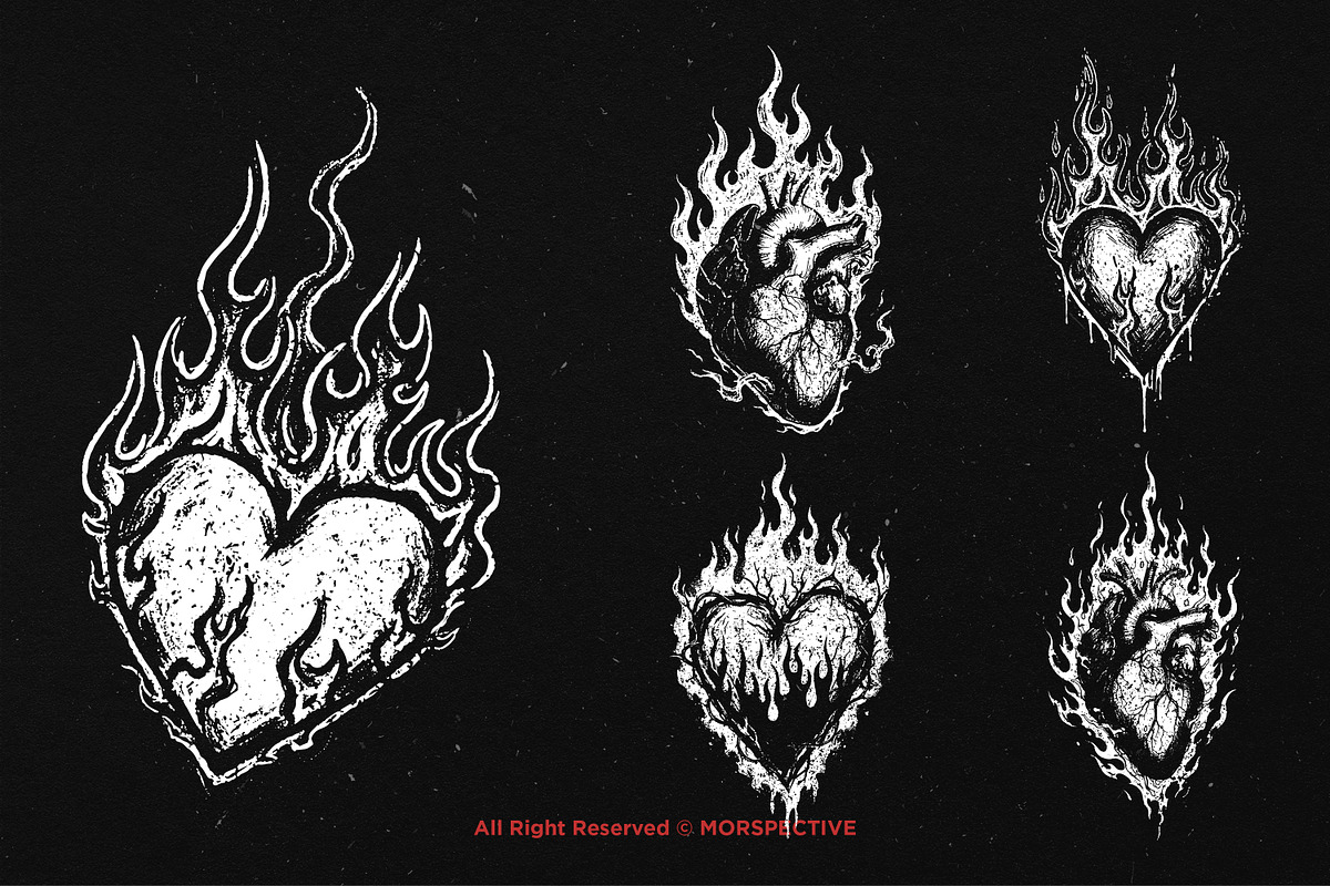 10 Bundle Dark Art Heart Burn Fire, an Illustration by Morspective (Photo 3 of 7)