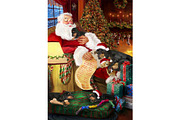 Christmas Santa Coonhound Dog Art, an Animal Illustration by Art Paradise Studios (Thumbnail 1 of 3)