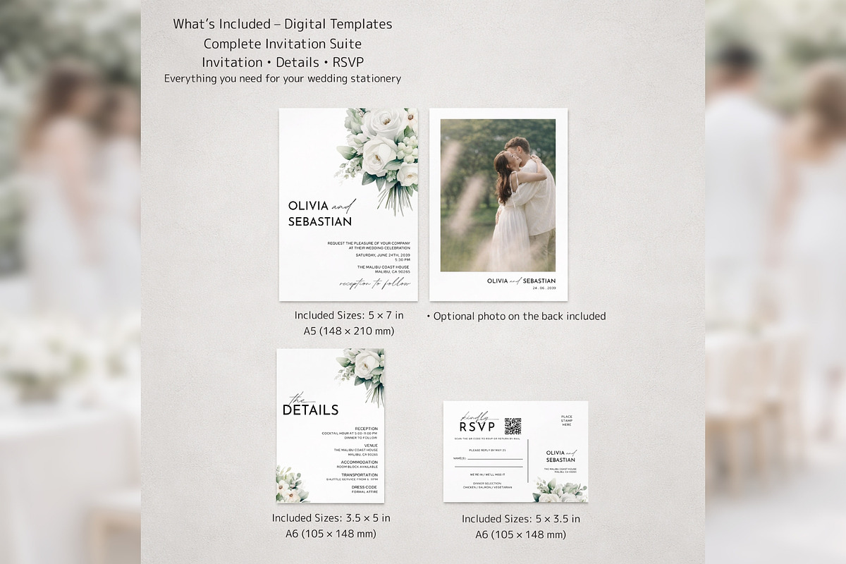 White Floral Invitation Suite bd012, an Invitation Template by TyphoonStudio (Photo 2 of 9)