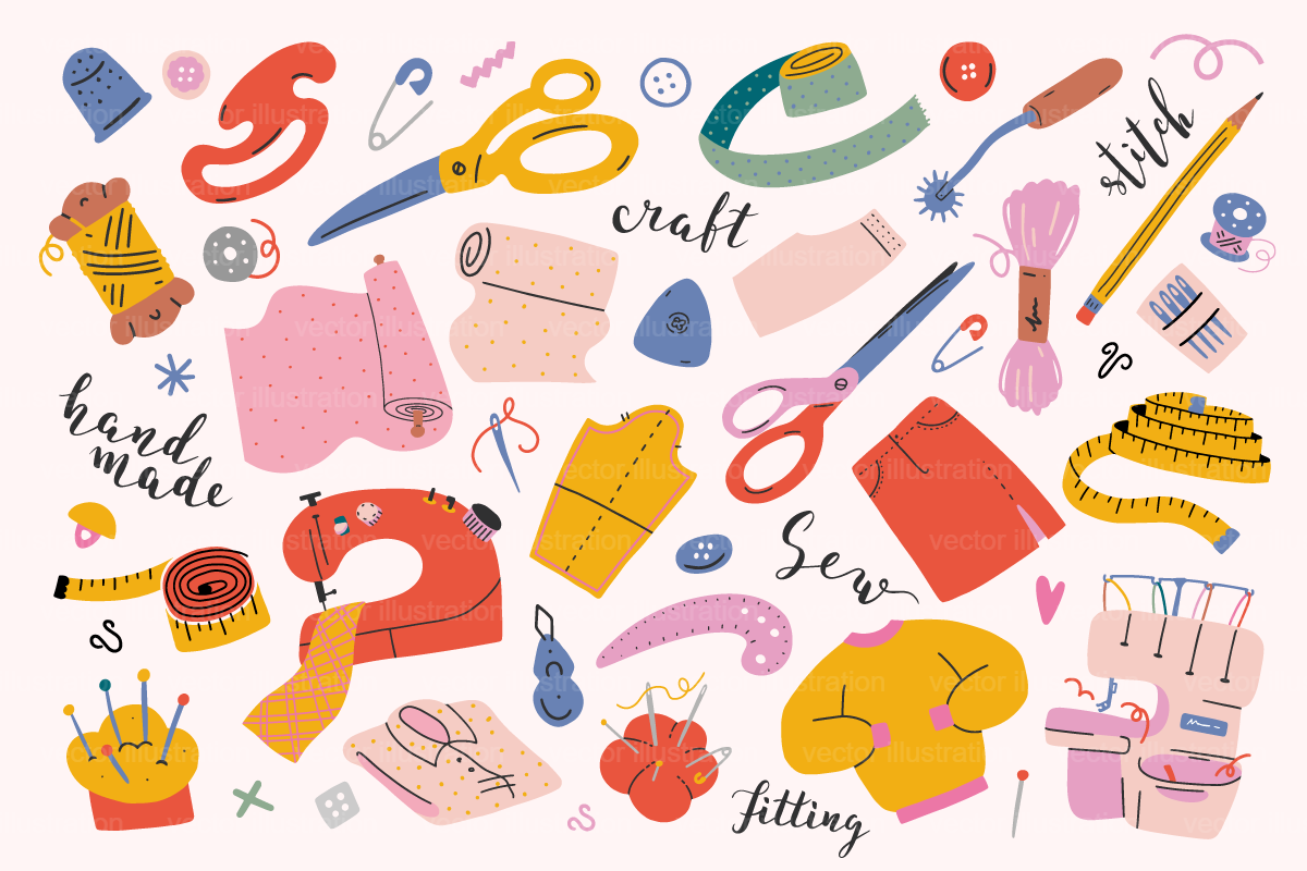 Craft tools and sewing illustrations, an Illustration by Fave Brush (Photo 2 of 6)