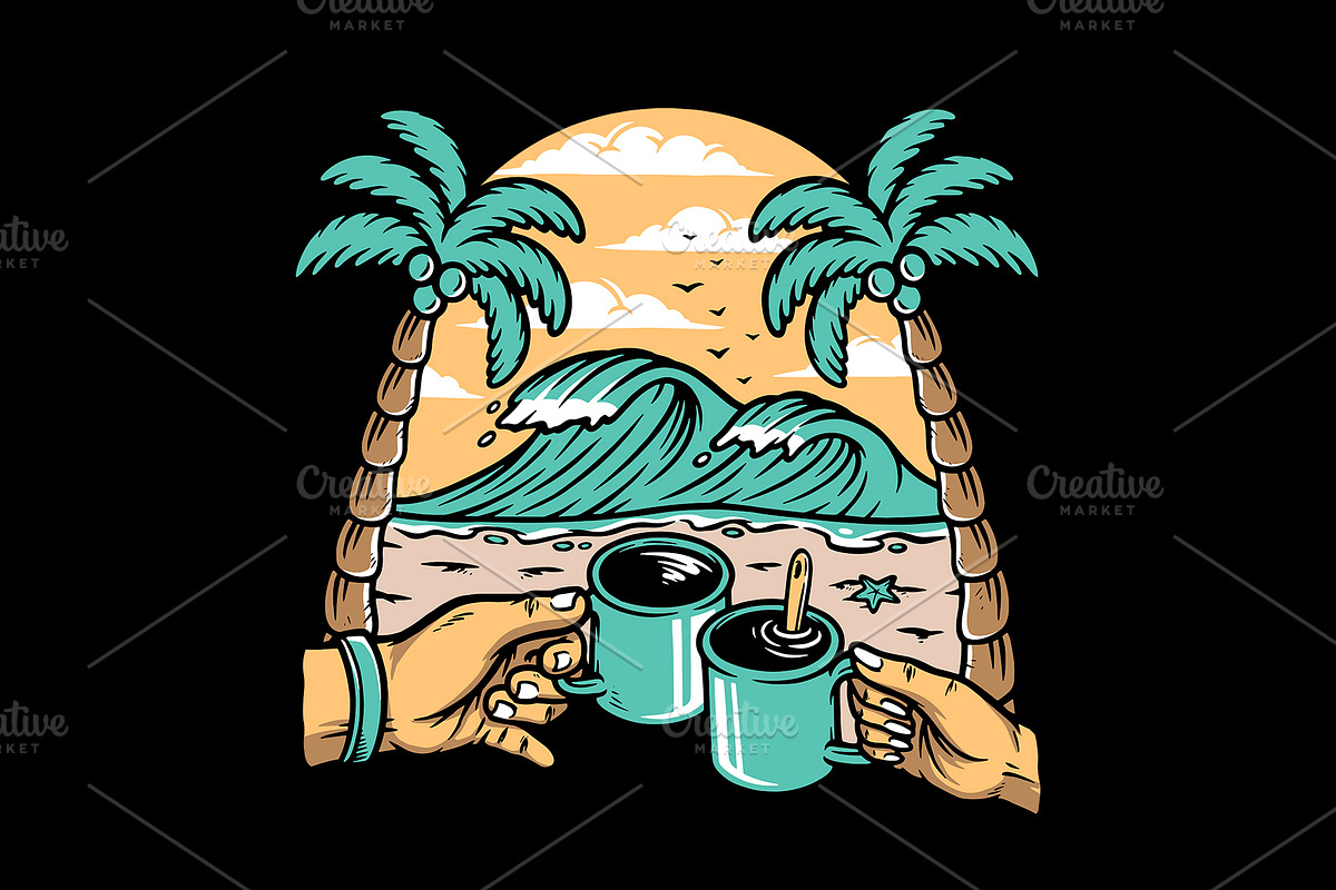 enjoying coffee on the beach, a Person Illustration by gunaonedesign (Photo 1 of 3)