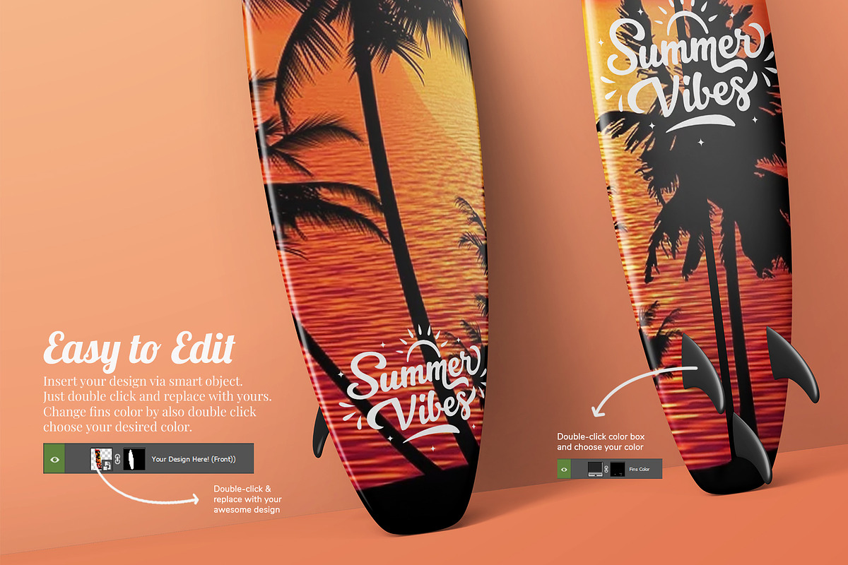Long Surfing Board PSD Mockup Set, a Product Mockup by Remnand Studio (Photo 3 of 11)