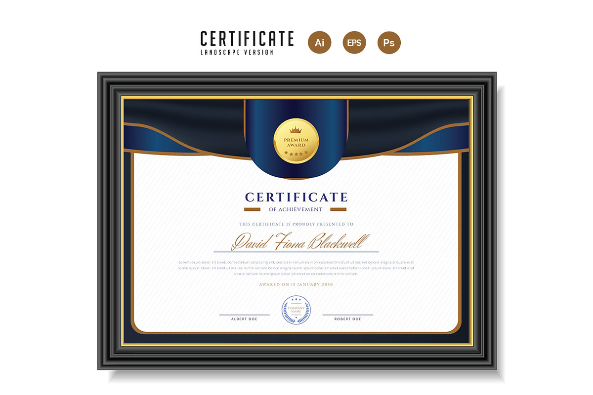 583. Modern Certificate Template, a Stationery Template by CreativeRezwan (Photo 2 of 3)