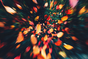 A vibrant swirl of autumn leaves in various shades of red, orange, and yellow,, a Photo by Textures & Backgrounds