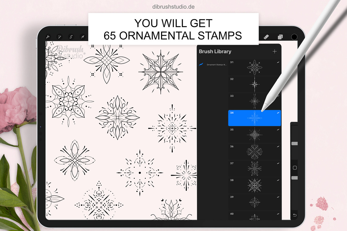 Procreate - Ornament Tattoo Stamps, a Brush Add-On by DiBrush Studio (Photo 4 of 8)