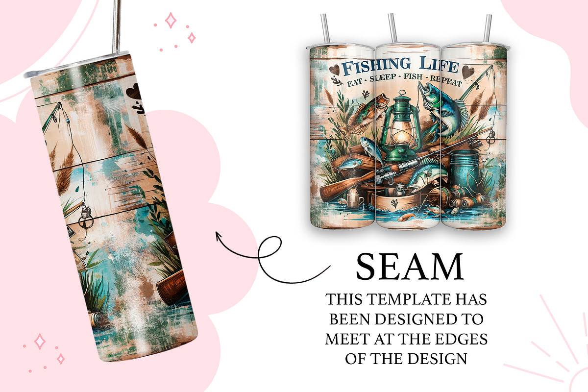 Fishing Life Eat Sleep Fish Repeat, a Pattern Graphic by TumblerArtDS (Photo 2 of 3)