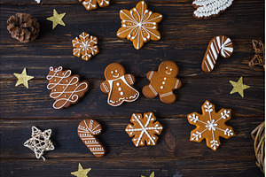 Christmas cookies of various shapes, a Holiday Photo by oksix
