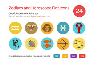 Zodiacs and Horoscope Flat Icons, an Icon by Vectopus.com