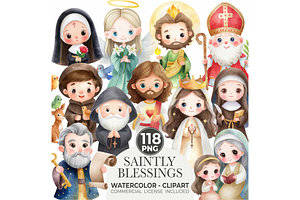 Watercolor Saint Clipart Bundle
