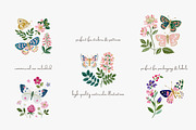 watercolor butterfly wildflower set, a Decorative Illustration by Patishop Art (Thumbnail 3 of 6)