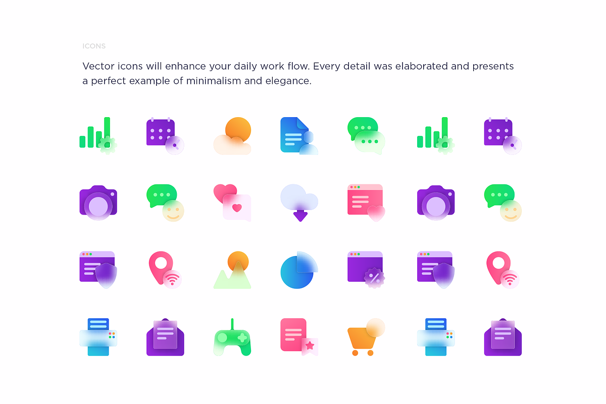 Glassmorphism 20 Icons Set, an Icon by Marina Silence (Photo 2 of 17)