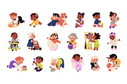 Cute babies life set + pattern, a Person Illustration by PaperTrident (Thumbnail 1 of 5)