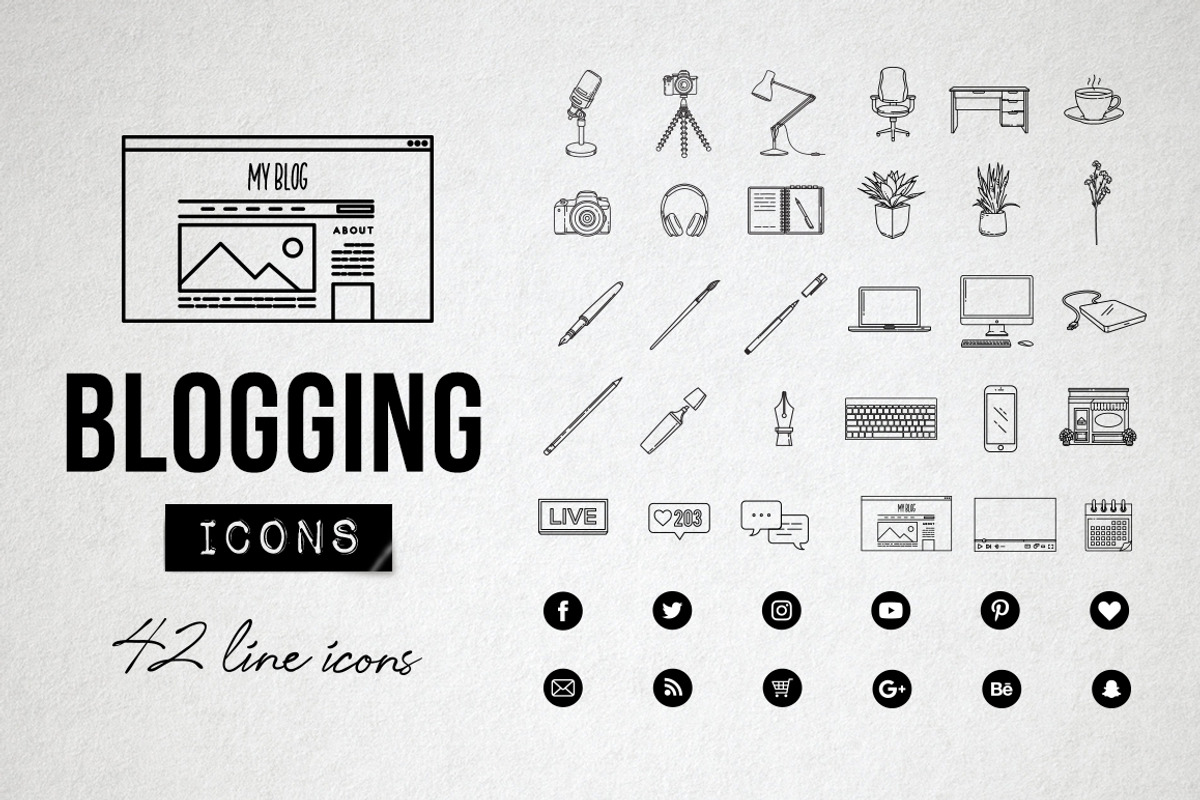 Blog Icons Pack - Social Media, an Outline Icon by Hatch Design Workshop (Photo 7 of 9)