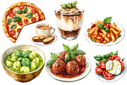 Italian Food  Watercolor clipart, an Illustration by Designworld (Thumbnail 6 of 7)