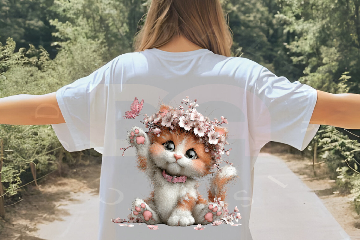 Whimsical Floral Kitten Clipart, a Transportation Illustration by Digital Artistic99 (Photo 6 of 9)