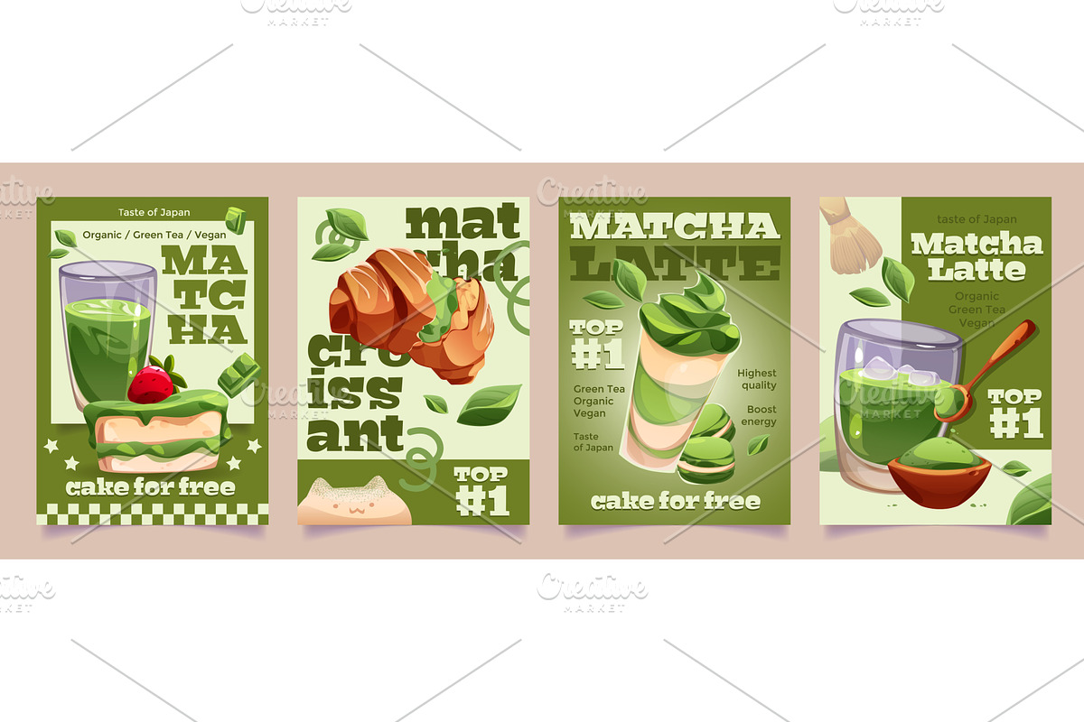 Matcha promotional poster designs, a Food Illustration by art PVP - market