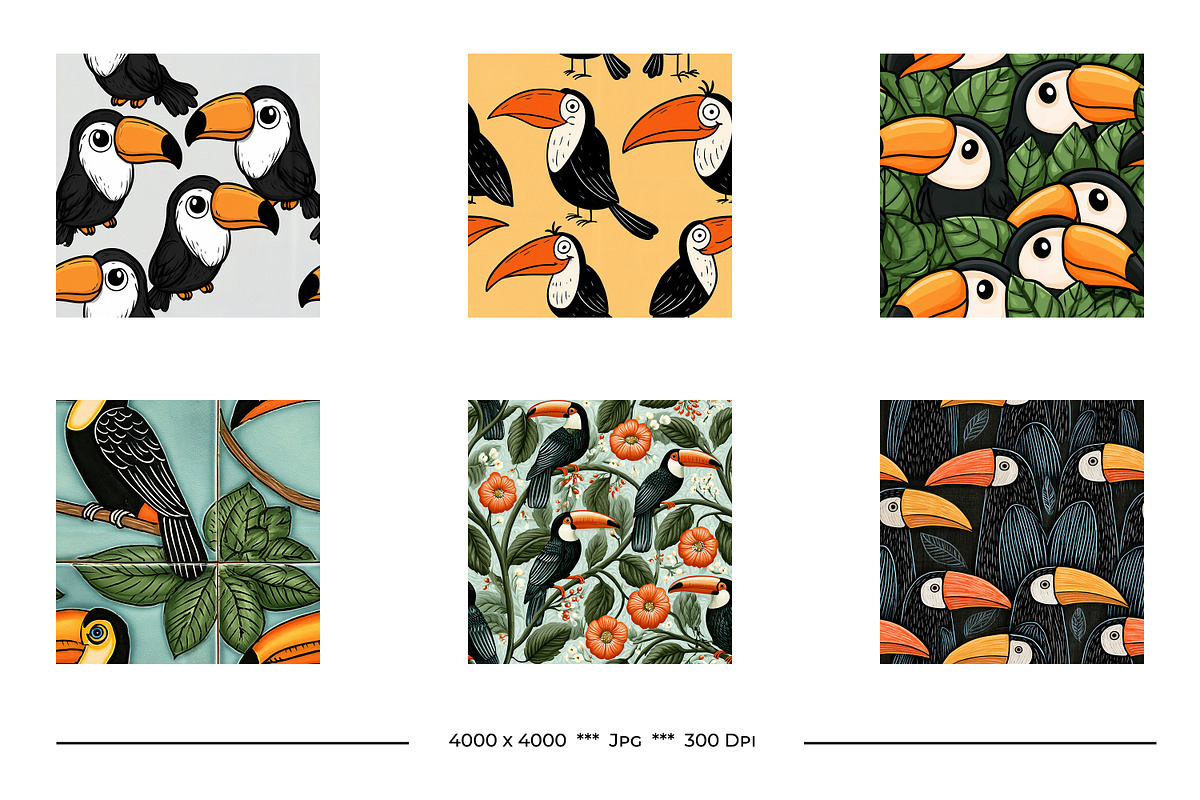 Toucans Retro Art Style Designs, a Pattern Graphic by karenfoleyphoto (Photo 3 of 13)