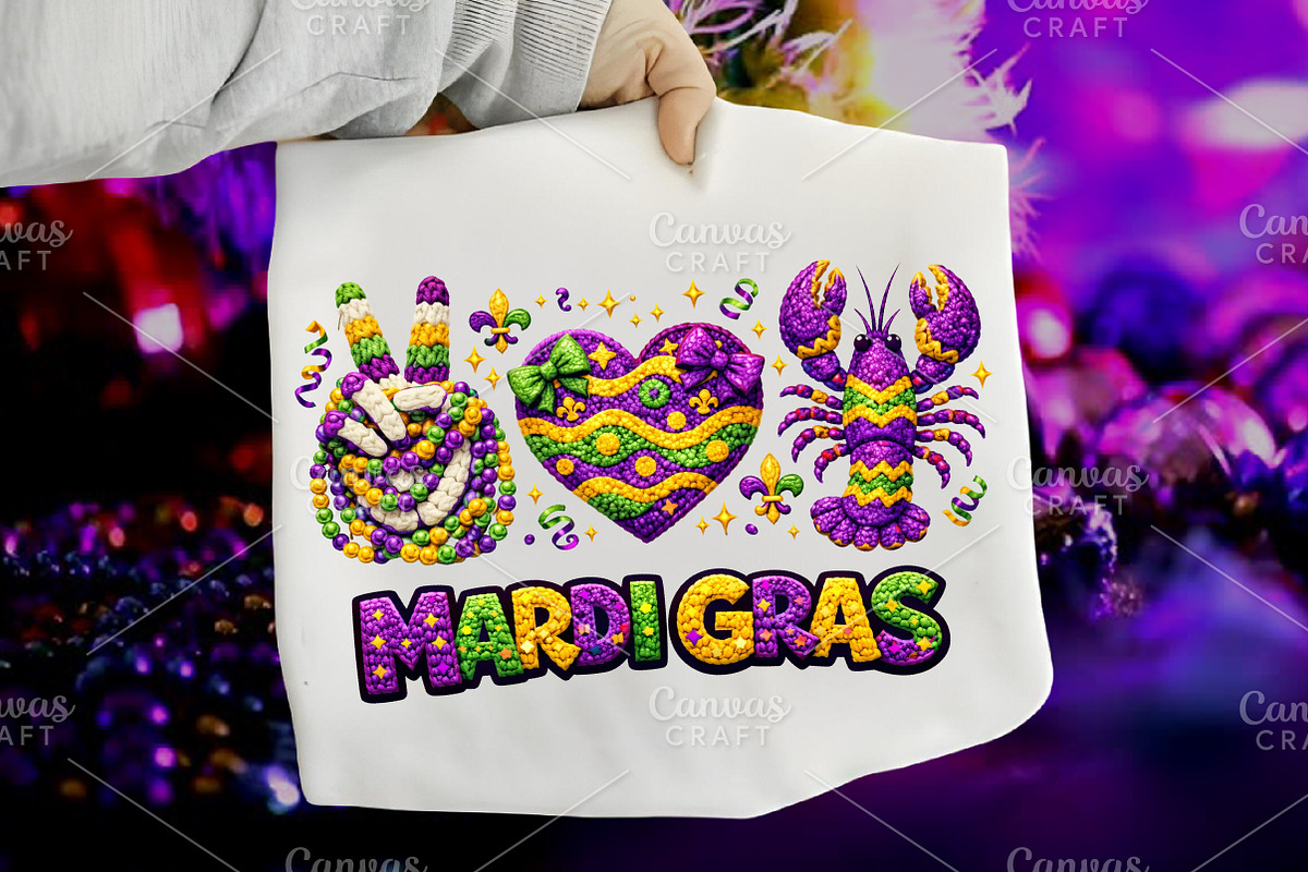 Peace Love Crawfish Mardi Gras PNG, an Illustration by Canvas Craft (Photo 1 of 6)