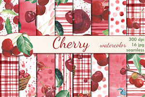 Watercolor Cherry Patterns