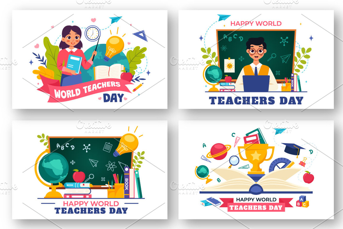 10 Happy Teacher's Day Illustration, a Person Illustration by denayunebgt (Photo 3 of 4)