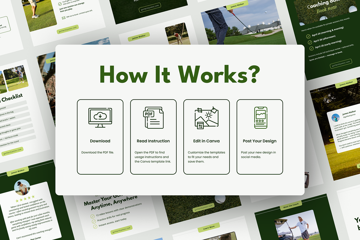 Golf Coach Instagram Canva Templates, a Social Media Template by Mirely Creative Co (Photo 6 of 6)