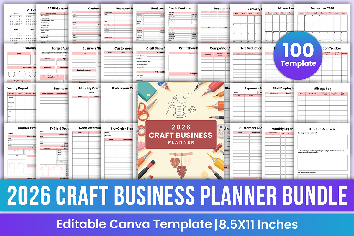 2026 Craft Business Planner Bundle, a Stationery Template by Mustafiz (Photo 1 of 6)