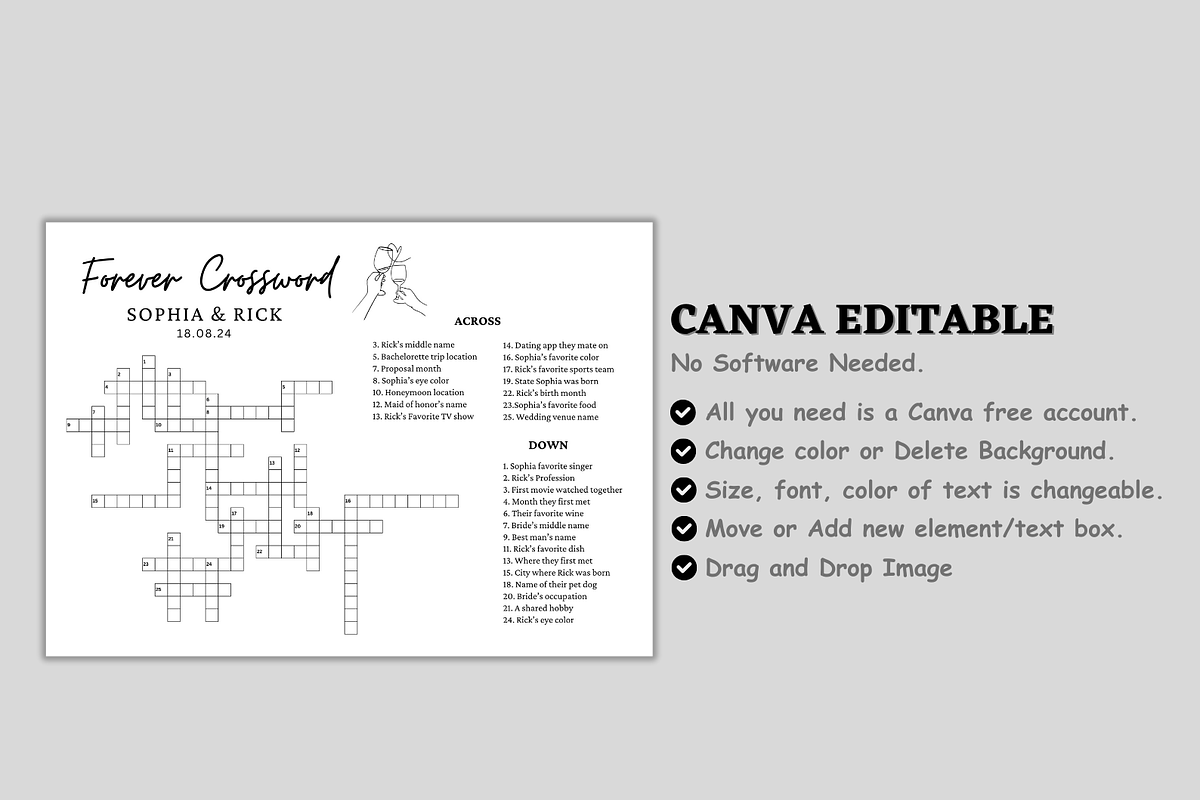 Custom Crossword Puzzle Template, an Invitation Template by Coral Beauty (Photo 2 of 5)