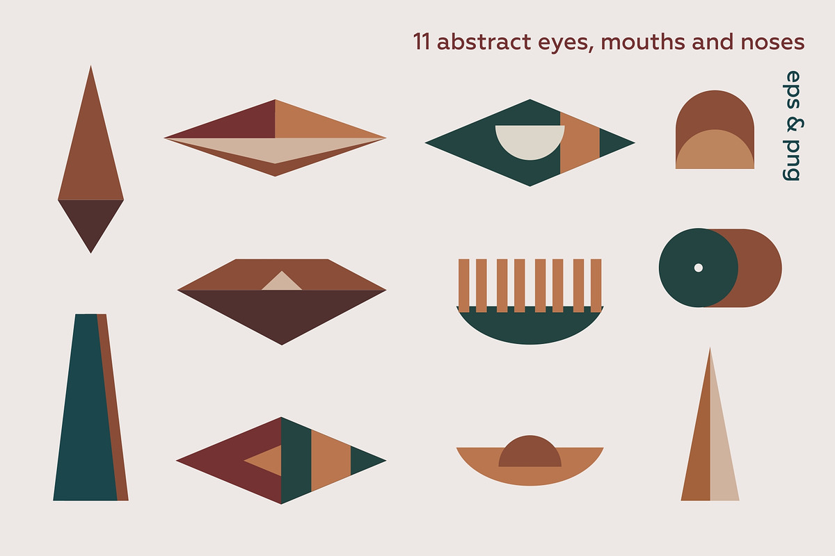 Abstract Modern faces. Geometric set, an Object Graphic by lisa_kalev (Photo 8 of 10)