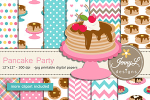 Pancake Digital Papers & Clipart, a Pattern Graphic by JennyL Designs