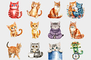 Whimsical Quirky Cat Clipart, a Seasonal Illustration by Design Market (Thumbnail 3 of 4)
