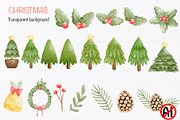 Merry Christmas watercolor clip art, a Seasonal Illustration by Vavavan Artwork (Thumbnail 3 of 5)