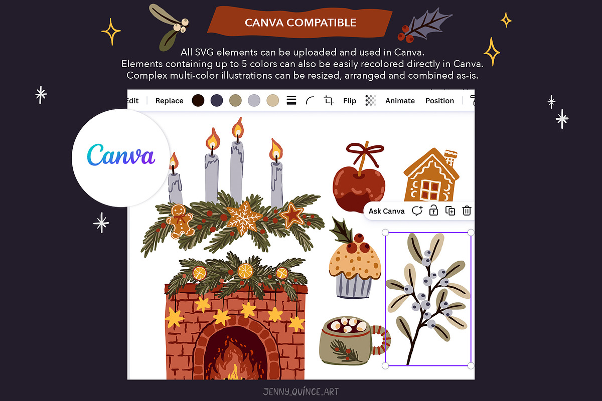Cozy Christmas – Vector Clipart, a Seasonal Illustration by Jenny Quince (Photo 8 of 19)