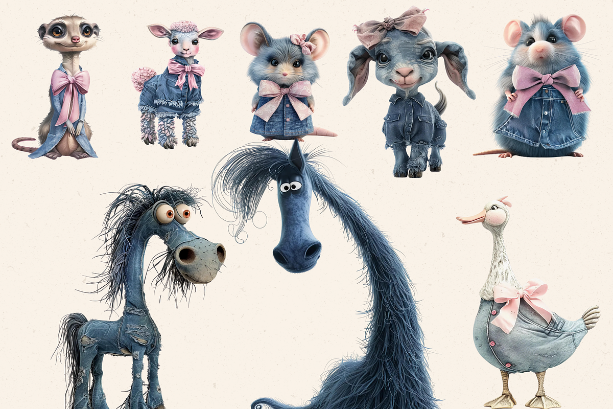 DENIM COQUETTE FARM CLIPART PACK, an Animal Illustration by Daring Digies (Photo 3 of 11)