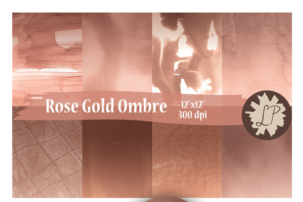 Rose Gold Ombre Watercolour Papers, a Pattern Graphic by Liz Plummer (Photo 5 of 5)