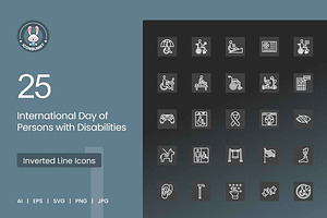 25 Disability Inclusion Icons, an Outline Icon by IconBunny