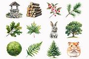 Little Woodland Friends Clipart, a Seasonal Illustration by Design Market (Thumbnail 4 of 5)