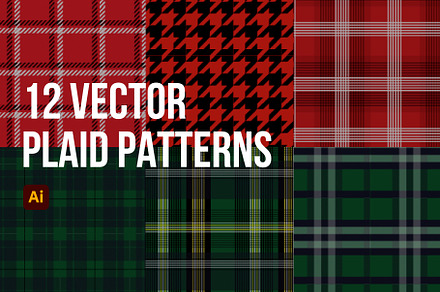 12 Vector Plaid Patterns, a Pattern Graphic by Loudoun Design Co.